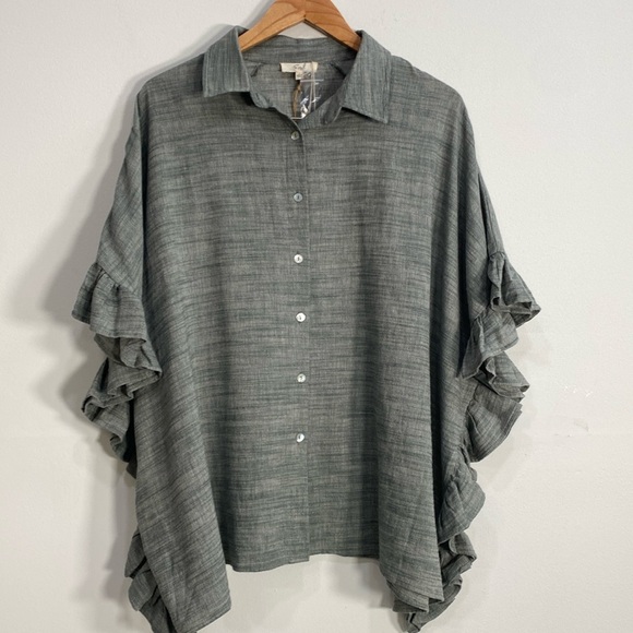 easel Tops - Easel Cotton Boho Blouse Large Loose Fit